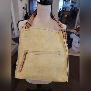 Sondra Roberts Squared light yellow with tan accents nwt shoulder bag